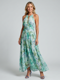 Portia | Pleated Halter Maxi Wedding Guest Gowns
