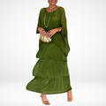 Hylda | Tiered Long-Sleeve Maxi Wedding Guest Gowns