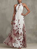 Maxi Dress – White Floral Halter Maxi