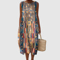 Kenza | Geometric Sleeveless Midi Dress