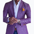 Men's Business Woven Blazer with Notched Lapels and Two-Button Front