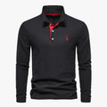 Men's Casual Knit Polo Shirt with Button Placket and Chest Embroidery