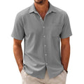 Men's Casual Short-Sleeve Shirt with Camp Collar