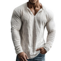 Men's Casual V-Neck Long-Sleeve Shirt