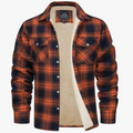 Men's Casual Woven Shirt Jacket with Sherpa Lining and Flap Pockets