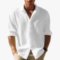 Men's Casual Woven Shirt with Button Front and Spread Collar