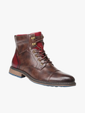 Men's Faux Ankle Boots with Cap Toe and Side Zipper