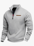 Men's Fleece Pullover Sweater with Quarter Zip and Stand Collar
