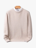 Men's Knit Crewneck Sweater with Ribbed Cuffs and Hem