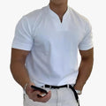 Men's Knit Polo Shirt with Notch Neck and Chest Pocket