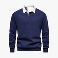 Men's Knit Polo Shirt with Two-Button Placket and Rib Cuffs