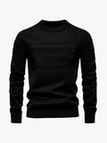 Men's Knit Pullover Sweater with Crew Neck and Ribbed Trim