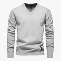 Men's Knit Sweater with V-Neck and Ribbed Cuffs