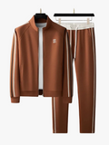Men's Knit Tracksuit with Zip Jacket and Stripe Trim
