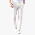 Men's Linen Pants with Drawstring Waist and Tapered Leg