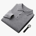 Men's Merino Polo Shirt with Three-Button Placket and Ribbed Trim