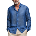 Men's Relaxed Long-Sleeve Shirt with Lapel Collar