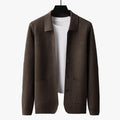 Men's Rib Knit Cardigan with Button Front and Patch Pockets