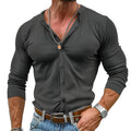 Men's Ribbed Long-Sleeve Shirt with Round Neck
