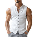 Men's Sleeveless Shirt with Stand Collar