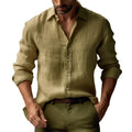 Men's Slim-Fit Long-Sleeve Shirt with Lapel Collar