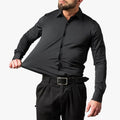 Men's Stretch-Blend Dress Shirt with Button Front and Point Collar