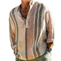 Men's Striped V-Neck Long-Sleeve Shirt