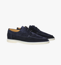 Men's Suede Loafers with Lace-Up Closure and Moc Toe