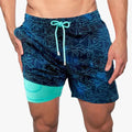 Men's Swim Shorts in Synthetic Material with Drawstring and Liner Pocket