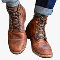 Men's Synthetic Ankle Boots with Lace-Up Front and Cap Toe