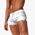 Men's Synthetic Swim Shorts with Drawstring and Side Slits