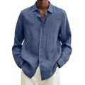 Men's Textured Long-Sleeve Shirt with Lapel Collar