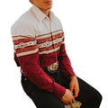 Men's Western Print Long-Sleeve Shirt with Lapel Collar