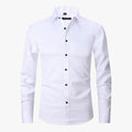 Men's Woven Blend Shirt with Button Placket and Point Collar