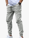 Men's Woven Cargo Jogger Pants with Drawstring and Cuffed Ankles