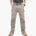 Men's Woven Cargo Pants with Zip Pockets and Knee Seams