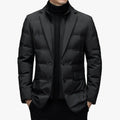 Men's Woven Puffer Jacket with Notch Lapel and Flap Pockets