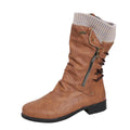 Merve | Lace-Up Side-Zip Draped Boots
