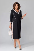 Alexa | Contrast V-Neck Midi Wedding Guest Gowns