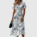 Midi Dress – Floral Wrap Short-Sleeve Midi