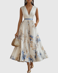 Mireille | Pleated Floral Maxi Dress