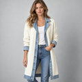 Elowyn | Longline Knit Cardigan Denim Trim