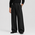 Men's High-Waist Pleated Trousers Relaxed Straight Leg