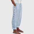 Morena | Striped Button-Side Straight-Leg Pants