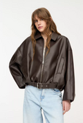 Nicolosa | Belted Oversized Editorial Leather Jacket