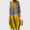 Nives | Chevron Contrast Midi Dress