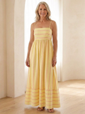 Amina | Spaghetti-Strap Gathered-Waist Maxi Dress