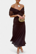 Oriane | Ruched Twist-Front Midi Dress