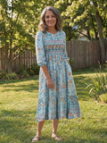 Liva | Floral Half-Sleeve Midi Dress