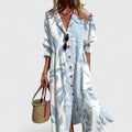 Paula | Printed Collared Button-Front Boho Midi Dress for Women